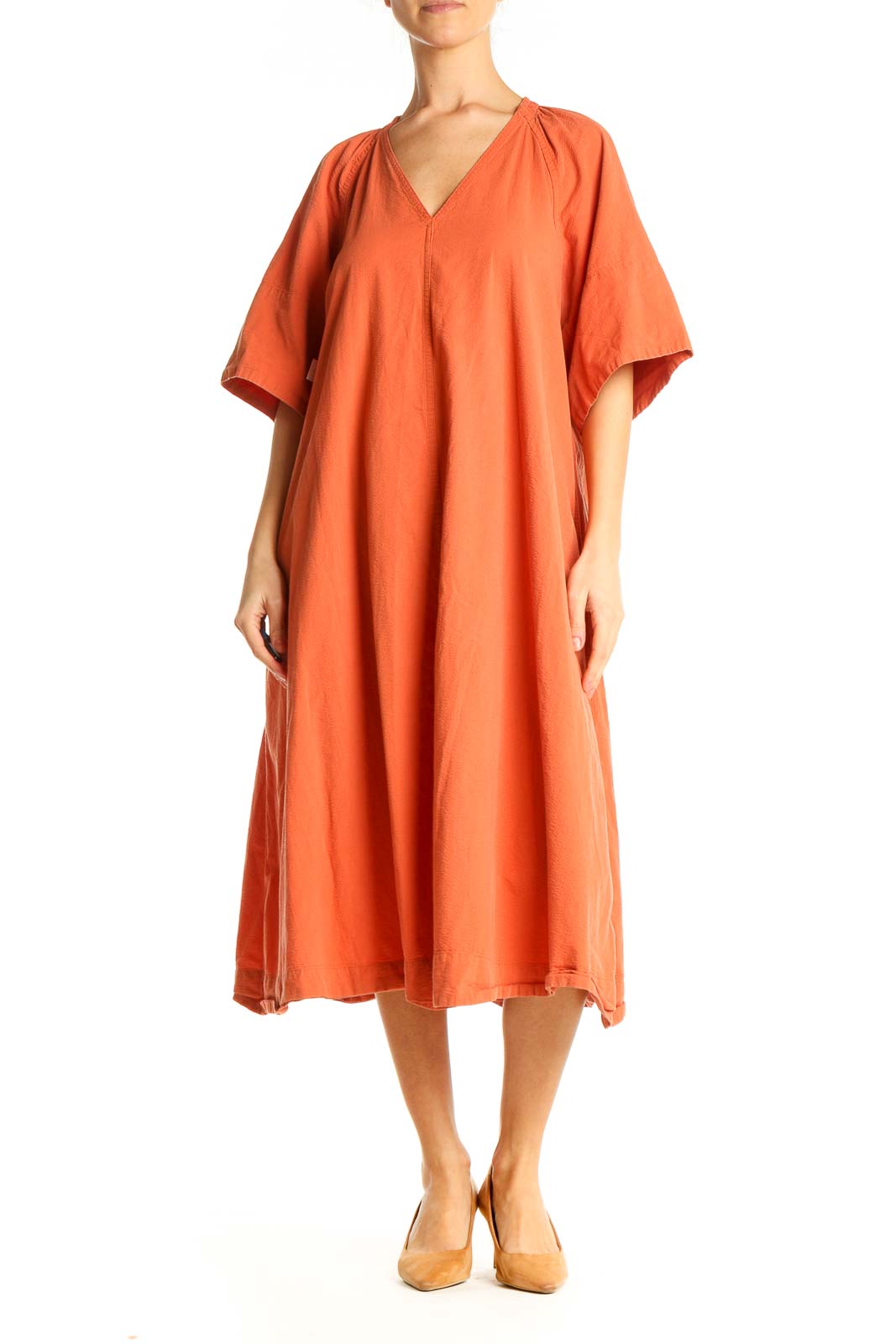 Orange Solid Day Dress