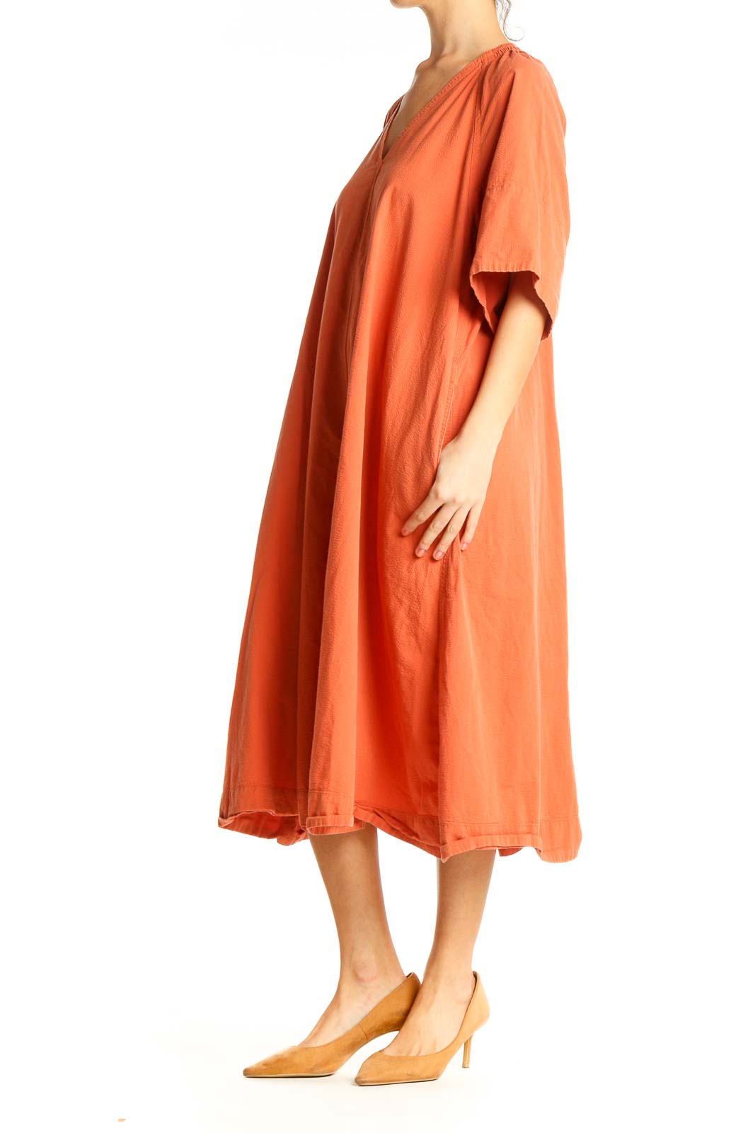 Orange Solid Day Dress