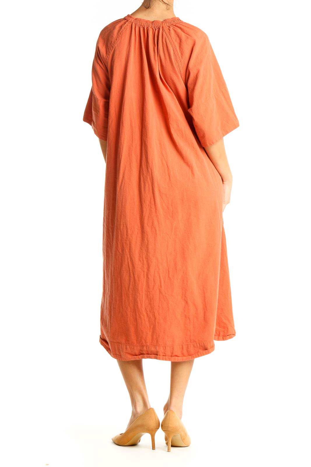 Orange Solid Day Dress