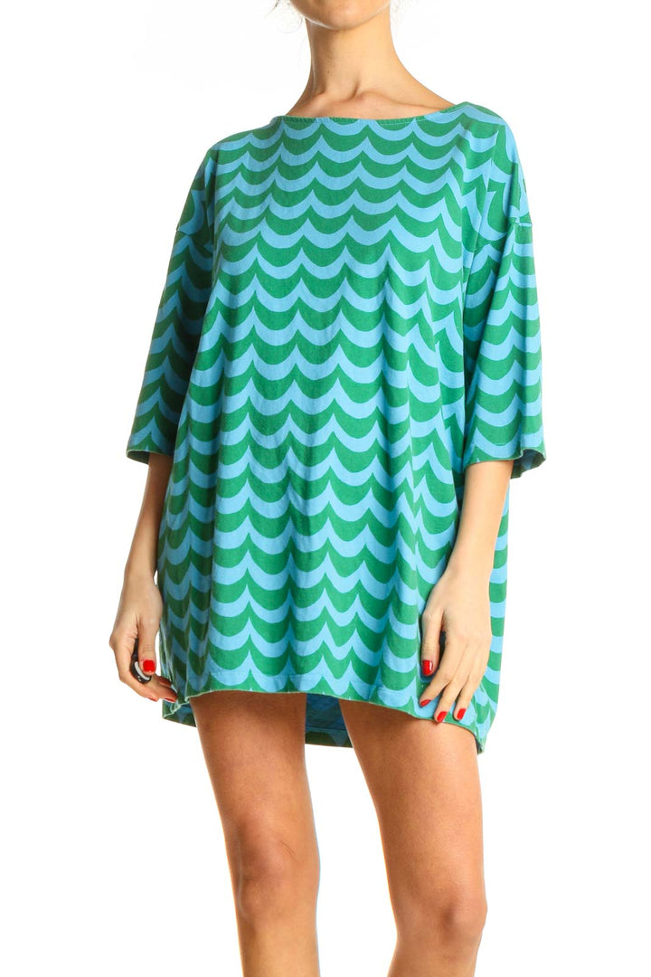 Blue Chevron Day Shift Dress