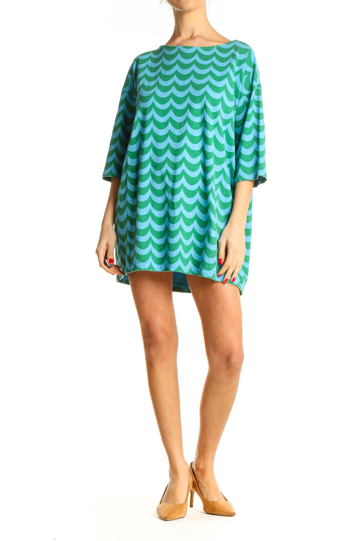 Blue Chevron Day Shift Dress