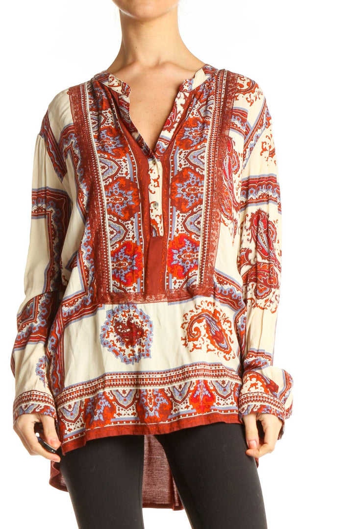 Red Printed Bohemian Blouse