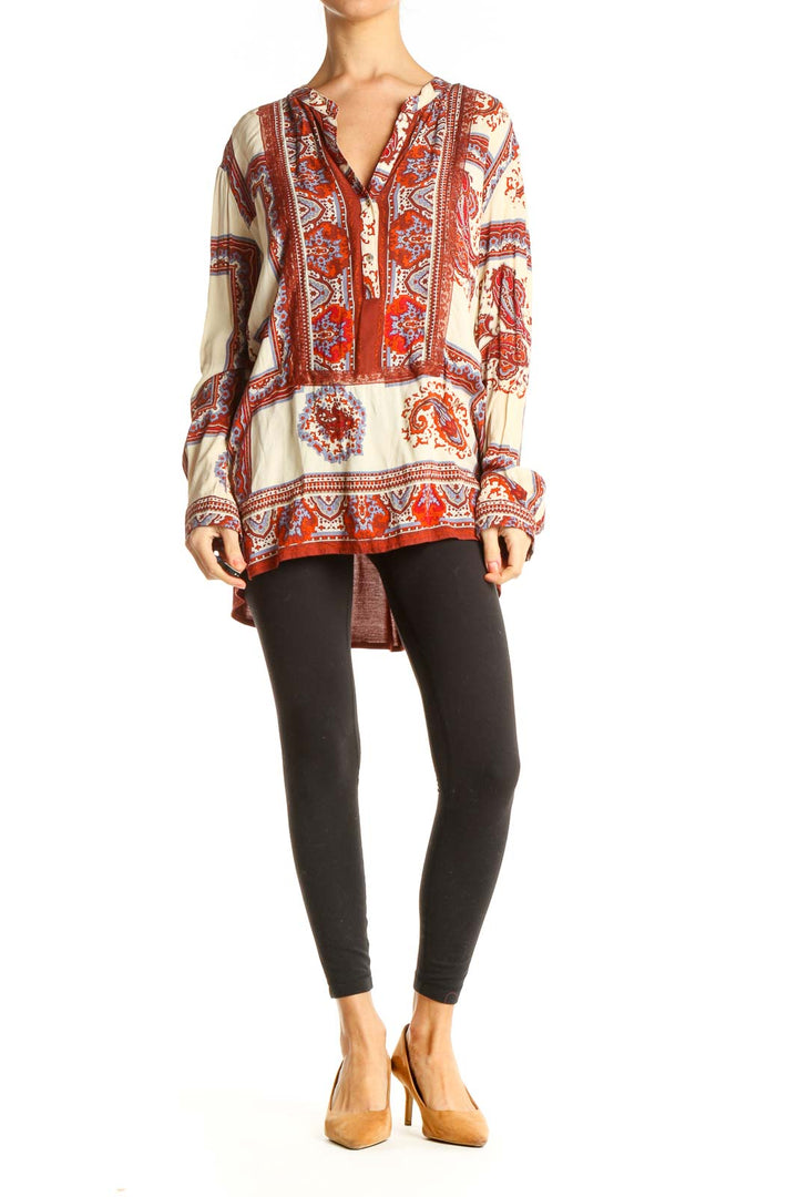 Red Printed Bohemian Blouse