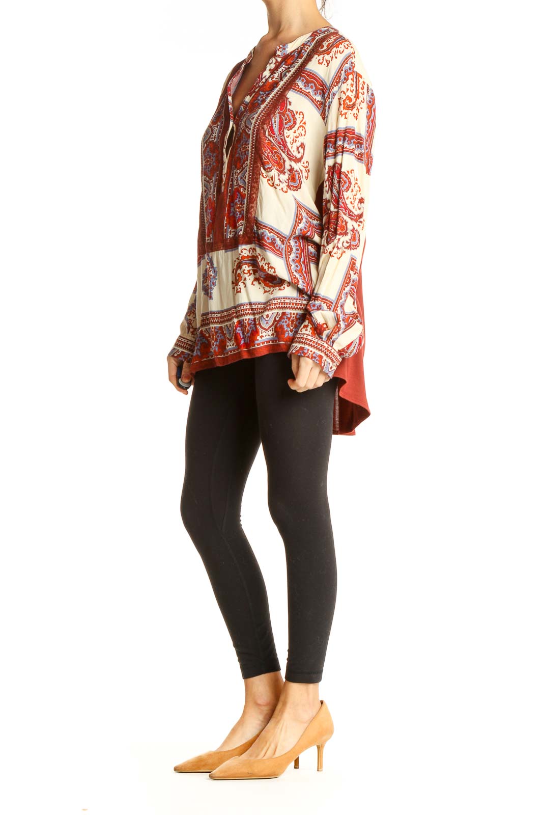 Red Printed Bohemian Blouse