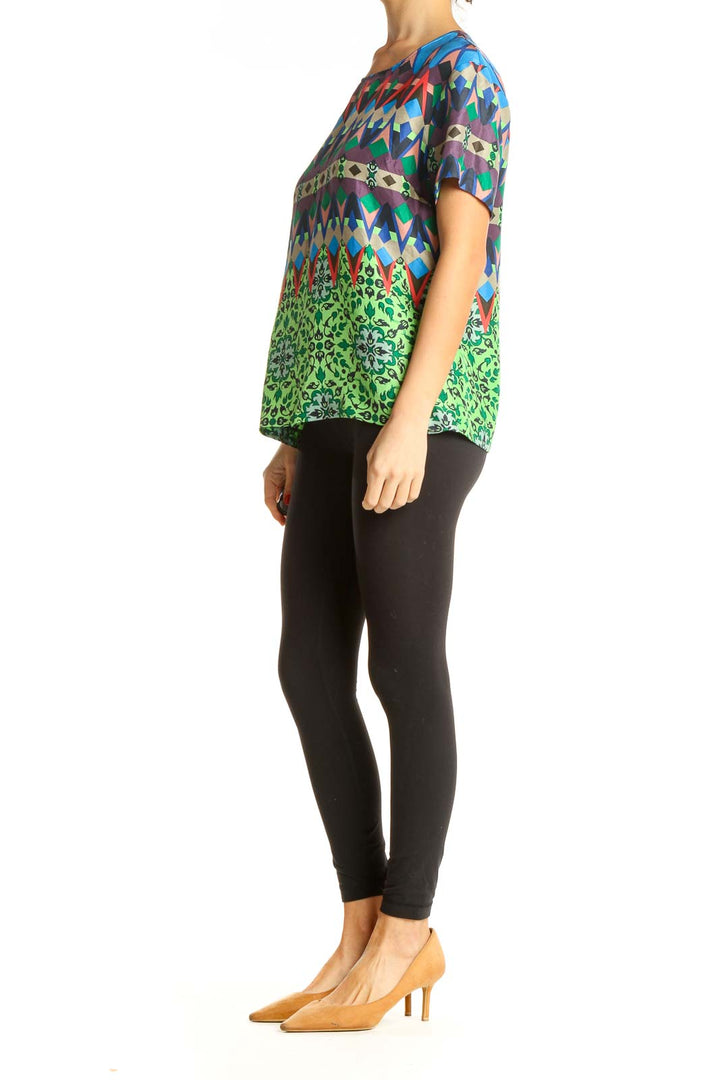 Green Printed Bohemian T-Shirt