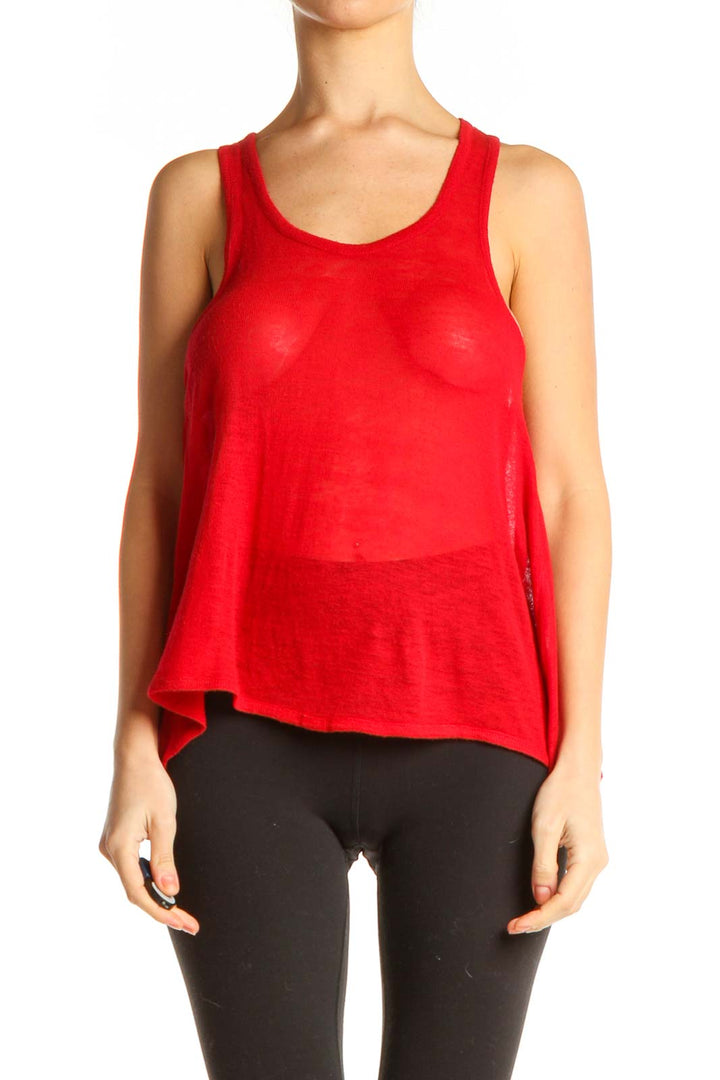 Red Solid Racerback Tank Top