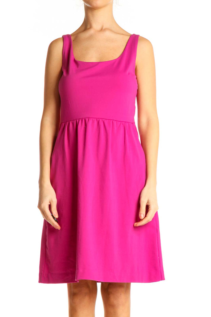 Pink Solid Fit & Flare Dress