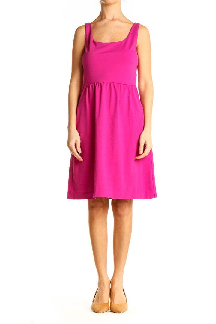 Pink Solid Fit & Flare Dress