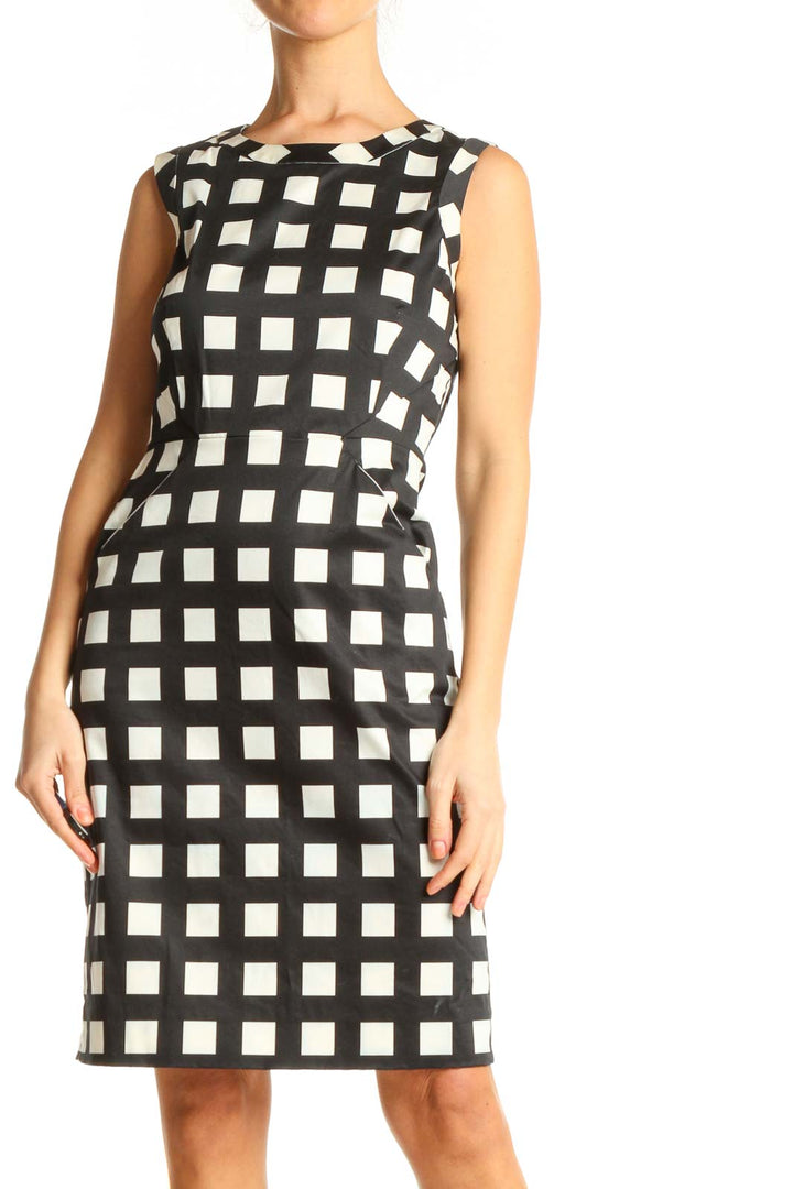 Black Checkered Work Sheath Dress