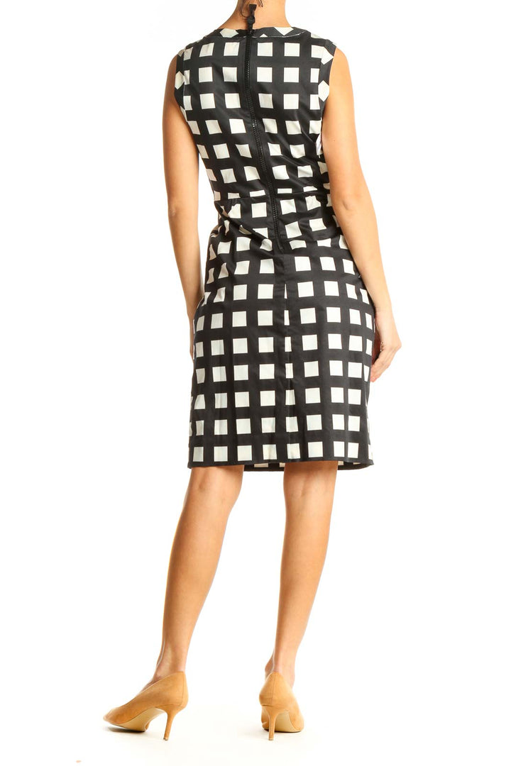 Black Checkered Work Sheath Dress