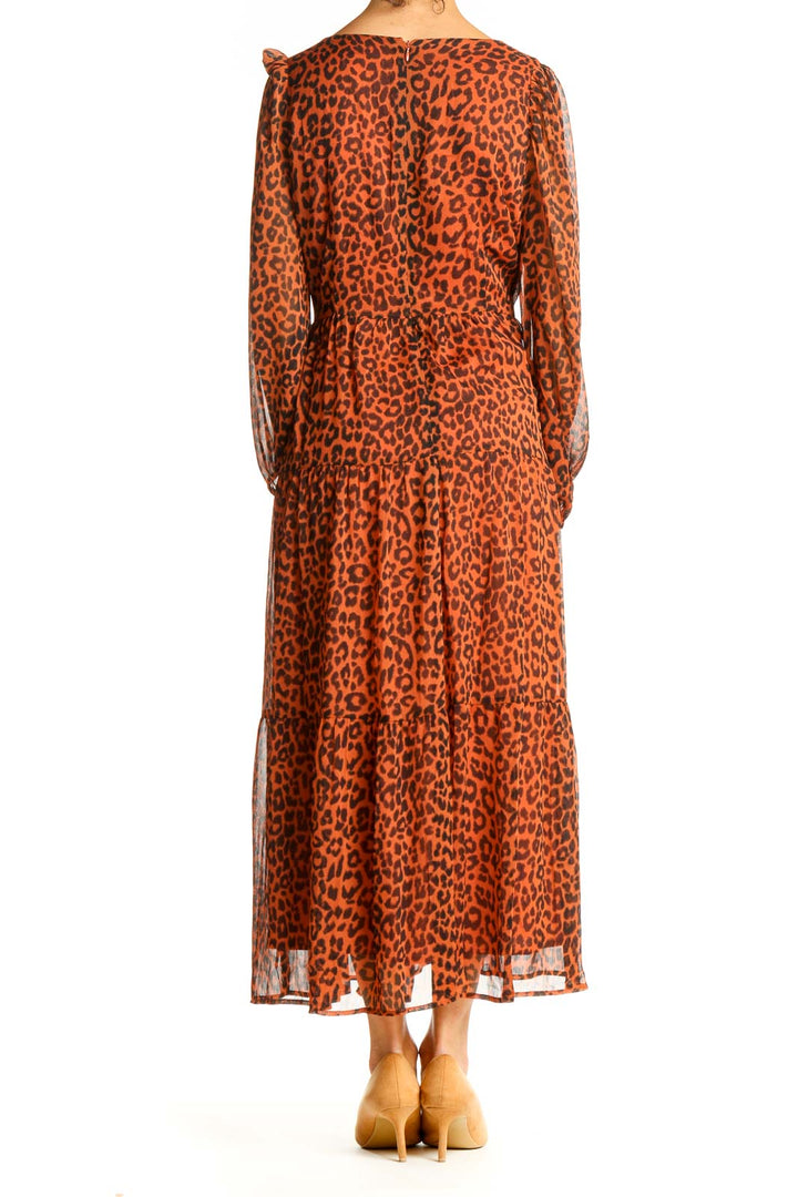 Orange Animal Print Bohemian Fit & Flare Dress