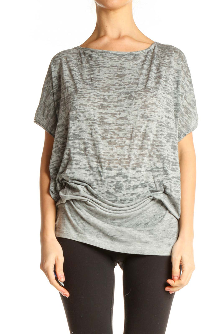 Gray Textured All Day Wear T-Shirt