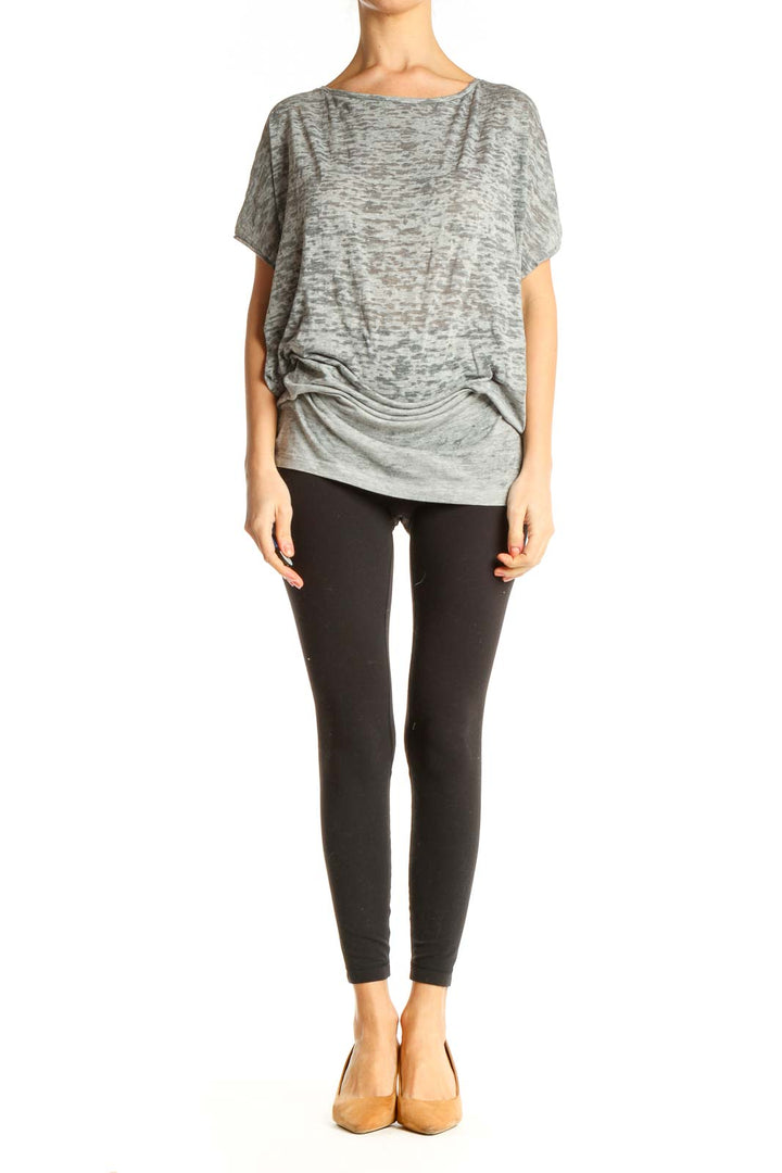 Gray Textured All Day Wear T-Shirt