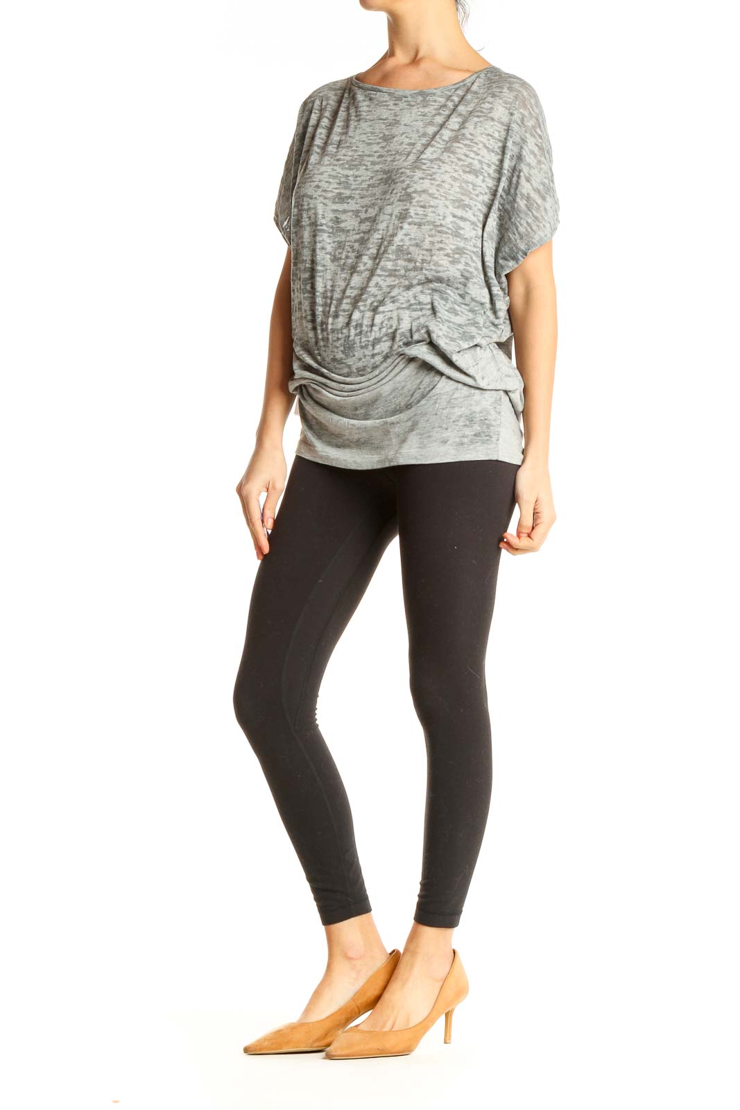 Gray Textured All Day Wear T-Shirt