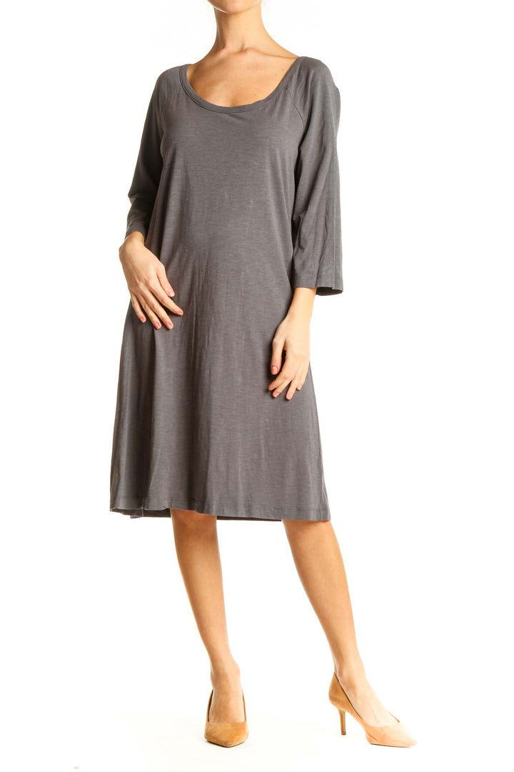 Gray Solid Day Dress