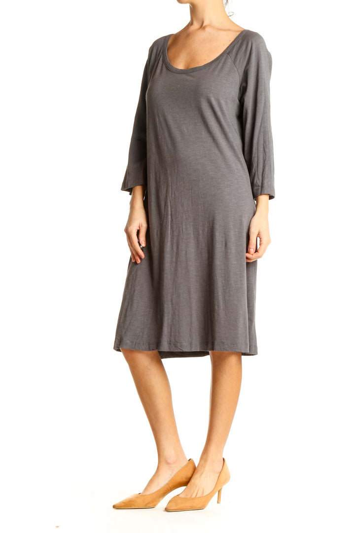 Gray Solid Day Dress