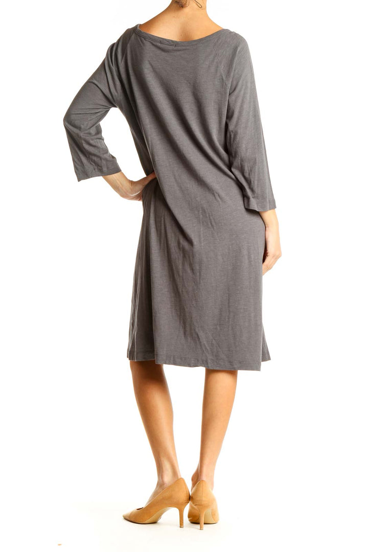 Gray Solid Day Dress