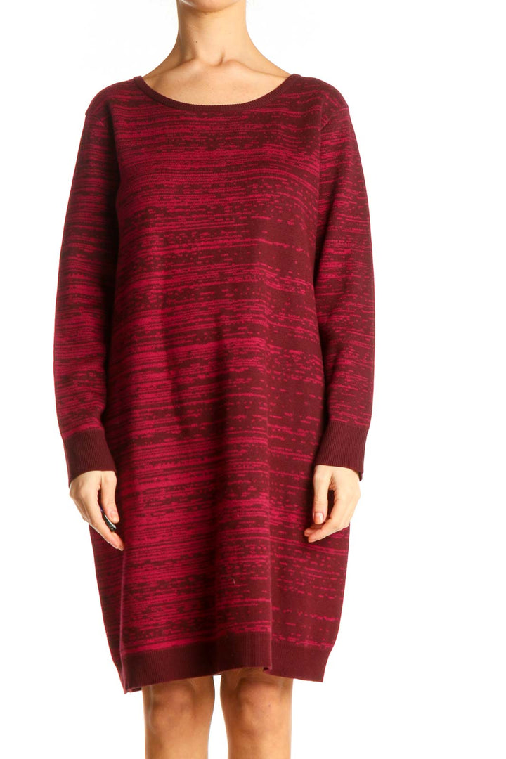 Red Textured Day Shift Dress