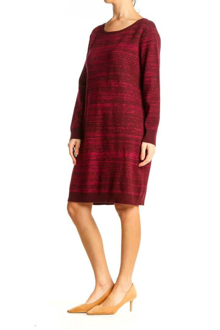 Red Textured Day Shift Dress