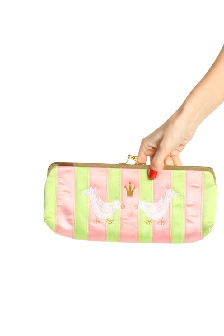 Green and Pink Striped Clutch