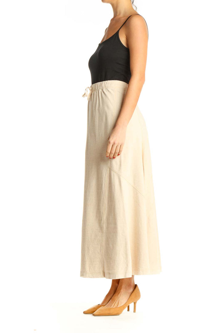 Beige Casual Organic Cotton Maxi Skirt