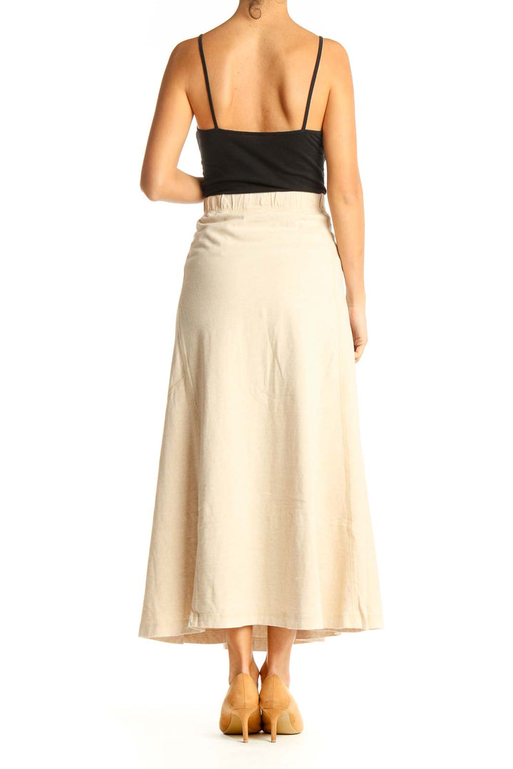 Beige Casual Organic Cotton Maxi Skirt