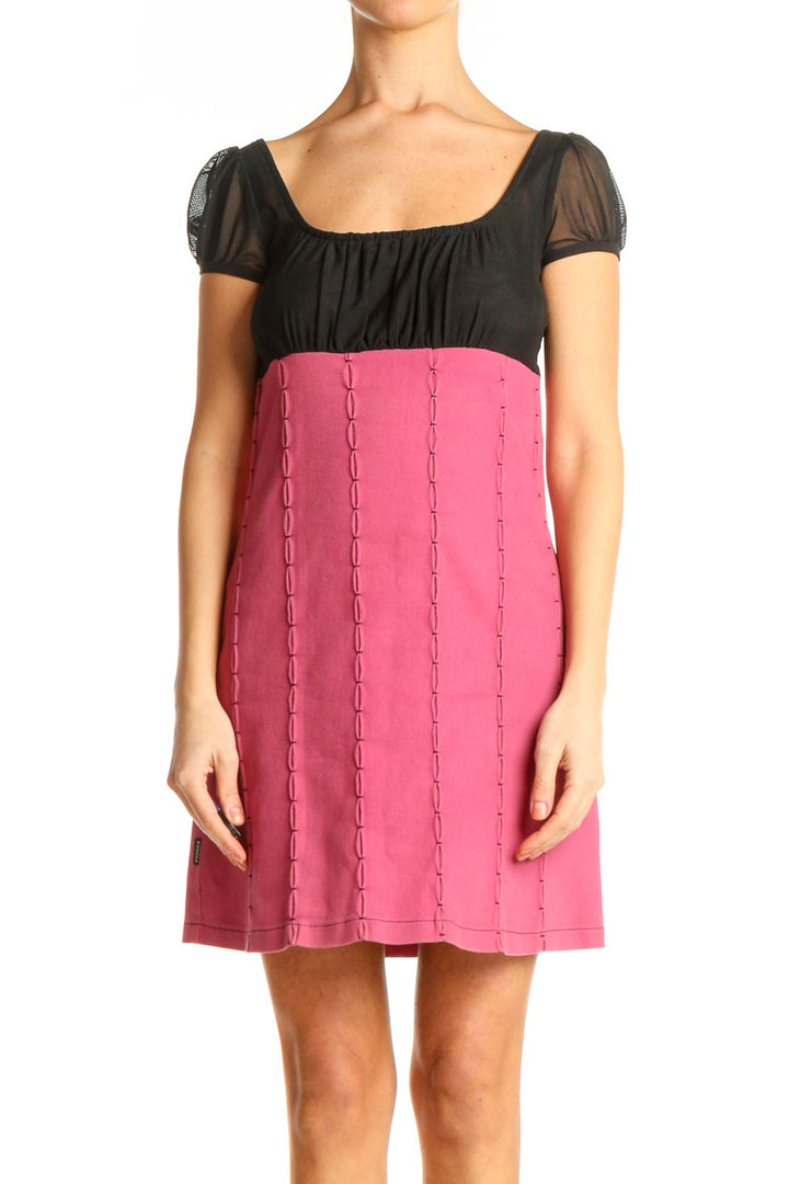 Pink Colorblock Punk Shift Dress