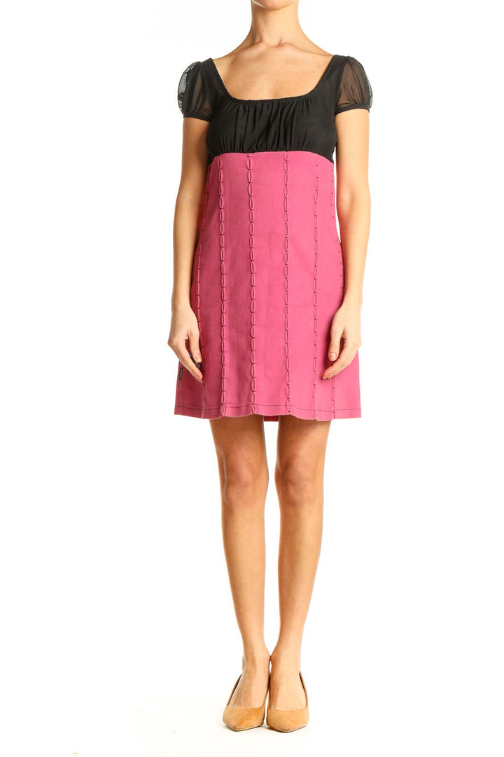 Pink Colorblock Punk Shift Dress