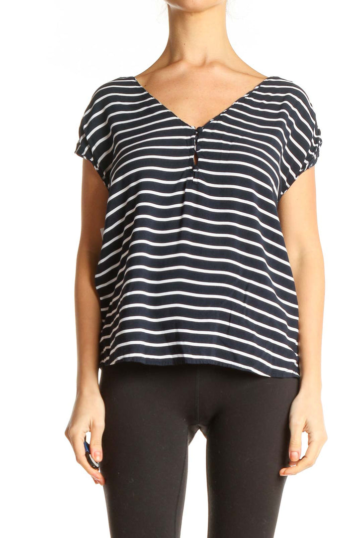 Blue Striped Casual T-Shirt