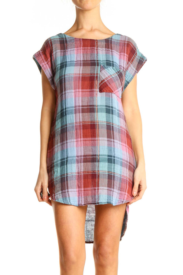 Blue Checkered Day A-Line Dress