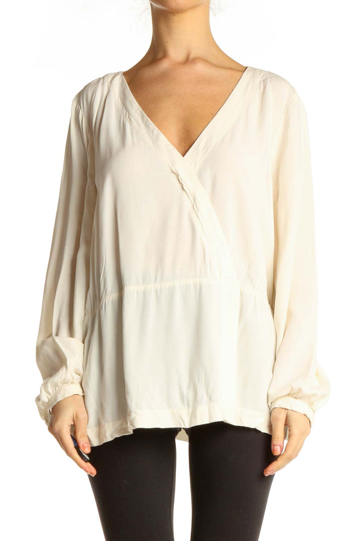 Beige Solid All Day Wear Blouse