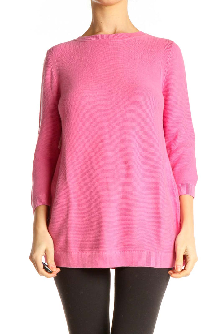 Pink Solid All Day Wear Sweater