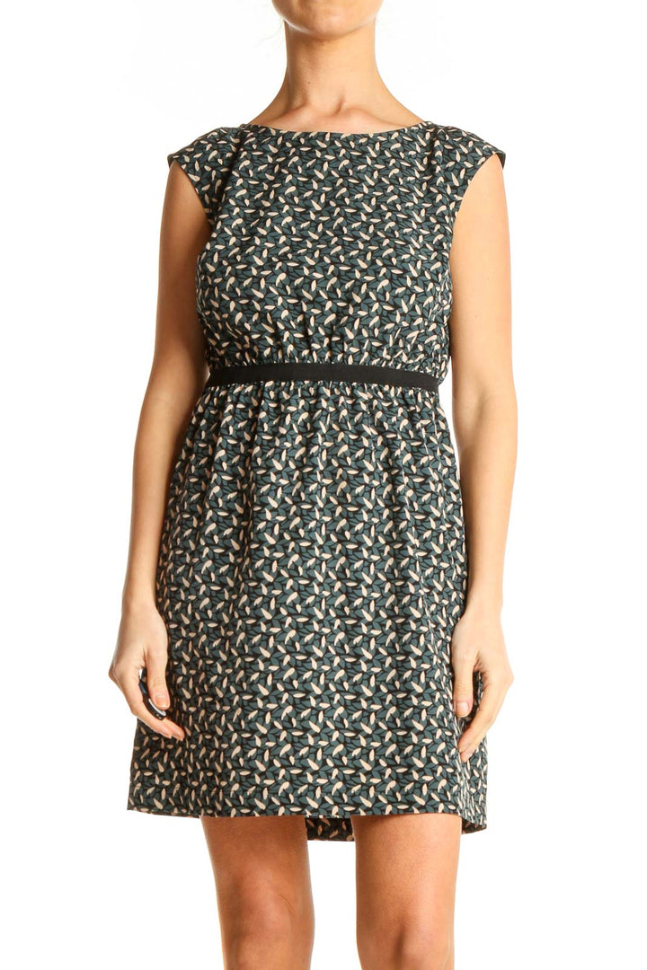 Green Printed Day Fit & Flare Dress