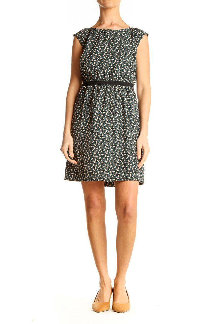 Green Printed Day Fit & Flare Dress