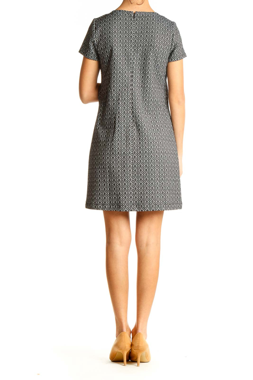 Gray Printed Day A-Line Dress