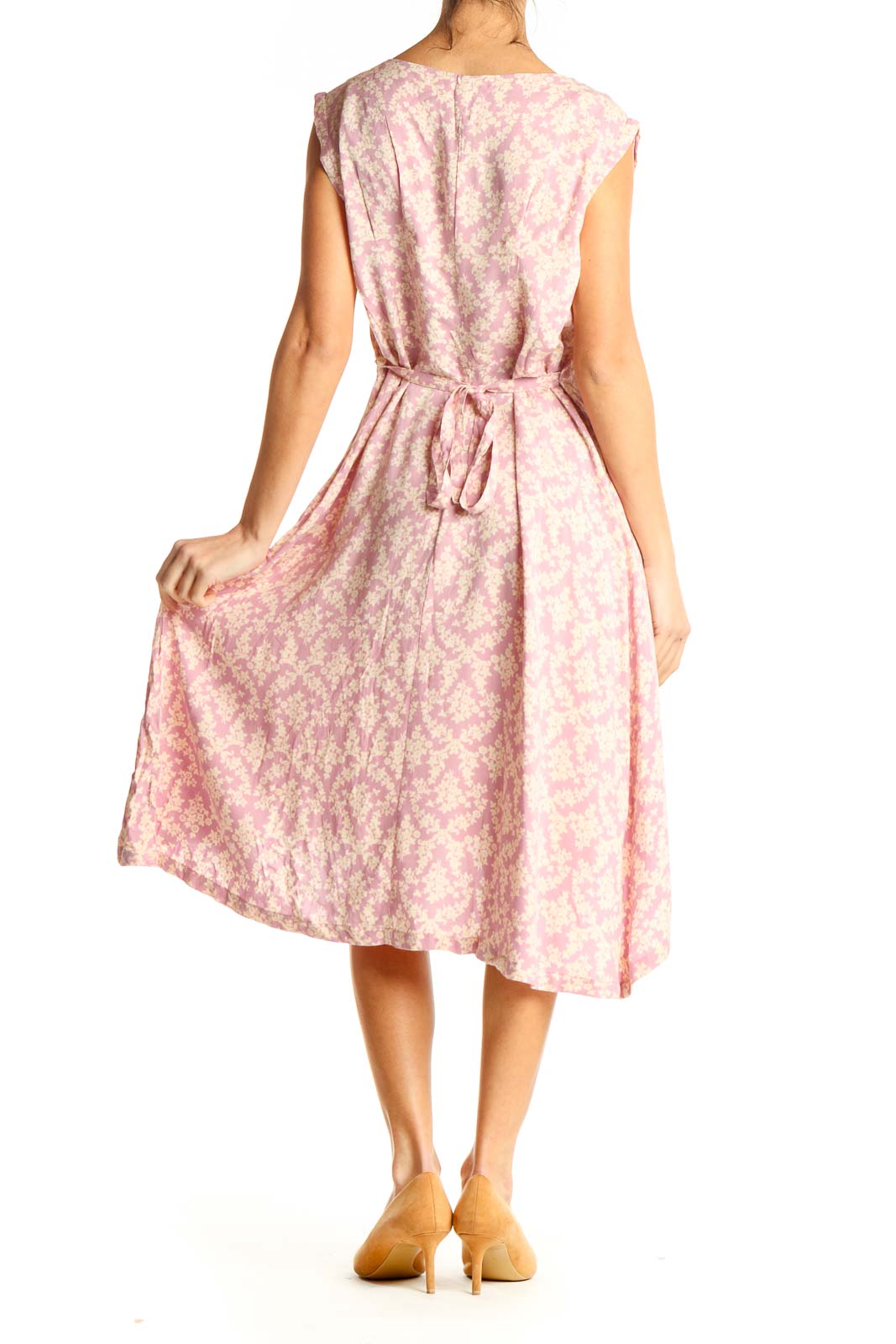 Pink Printed Chic Fit & Flare Dress