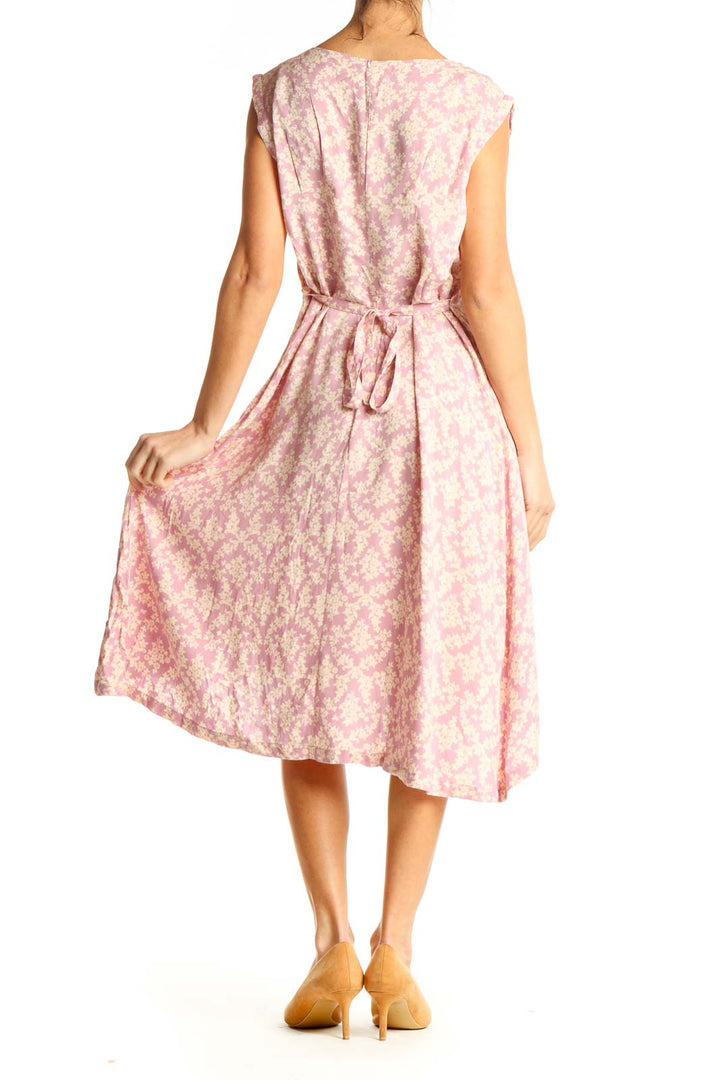 Pink Printed Chic Fit & Flare Dress