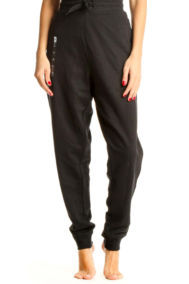 Black Textured Casual Sweatpants