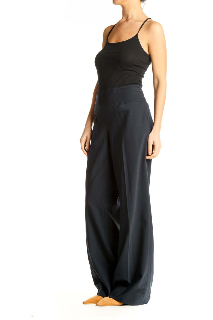 Blue Classic Wide Leg Trousers