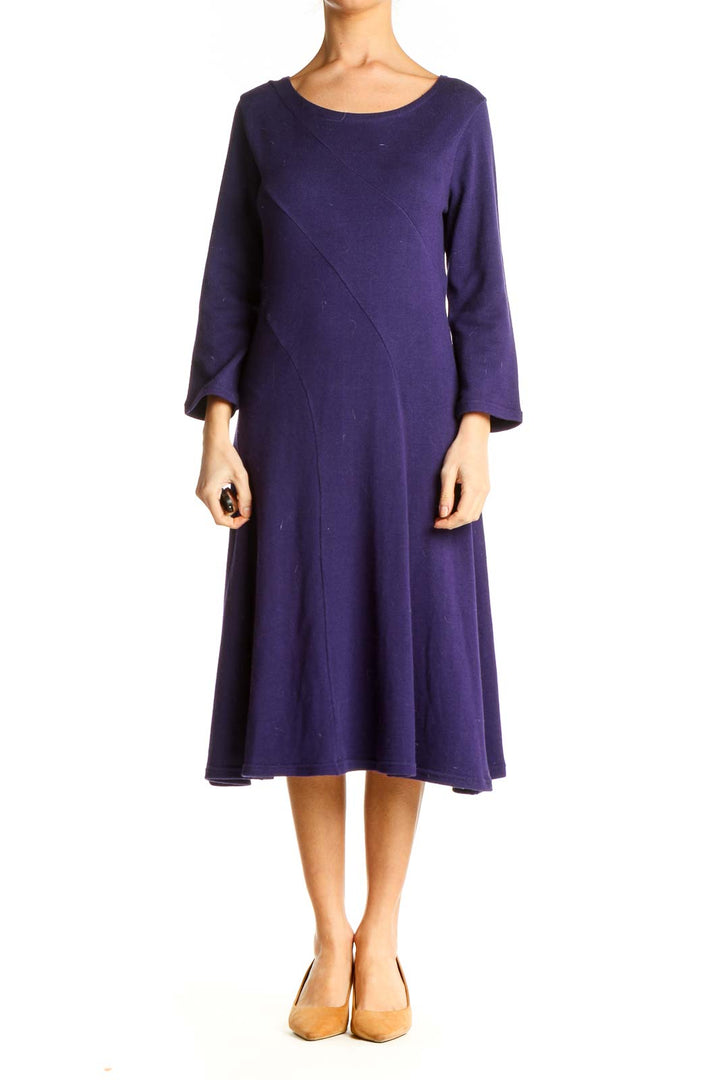 Purple Solid Classic Dress