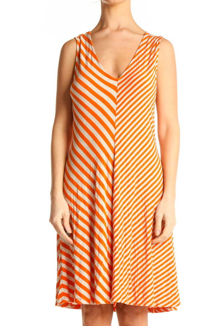 Orange Striped Day Dress