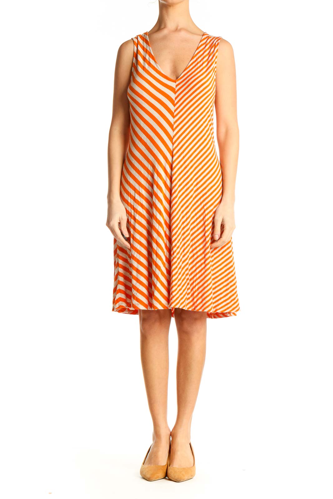 Orange Striped Day Dress