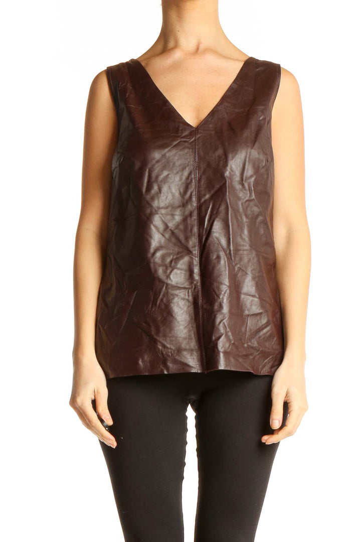 Brown Pleather Tank Top