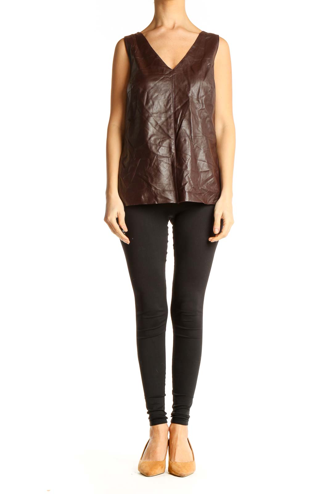 Brown Pleather Tank Top