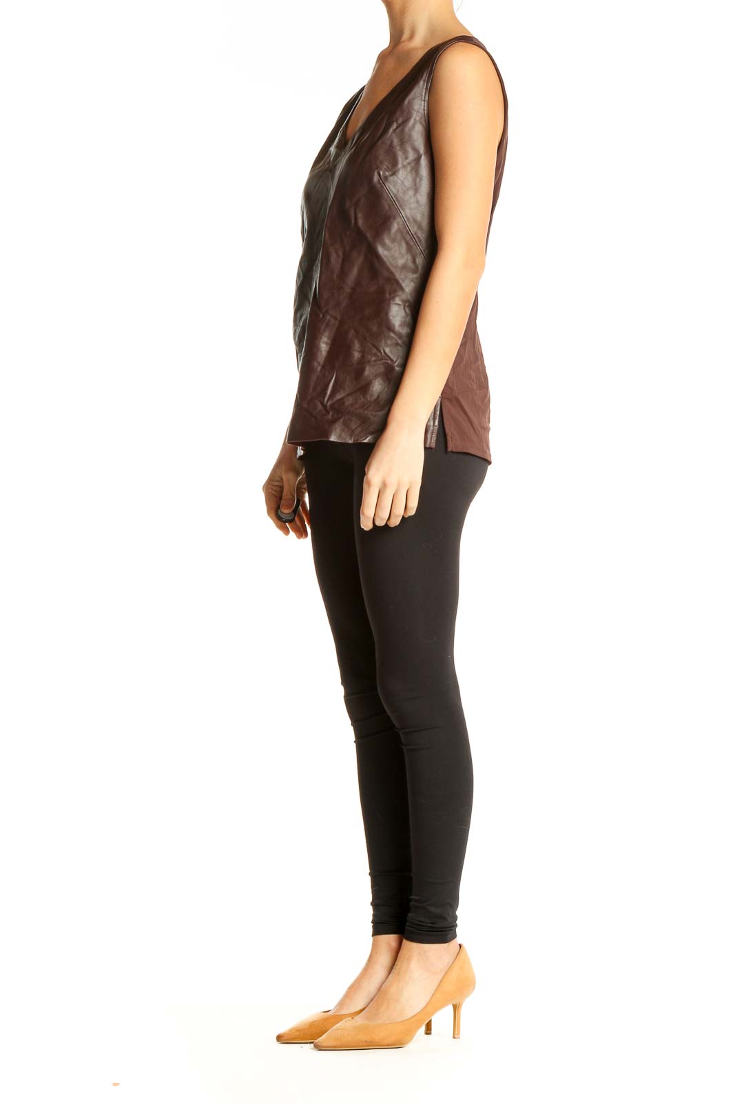 Brown Pleather Tank Top