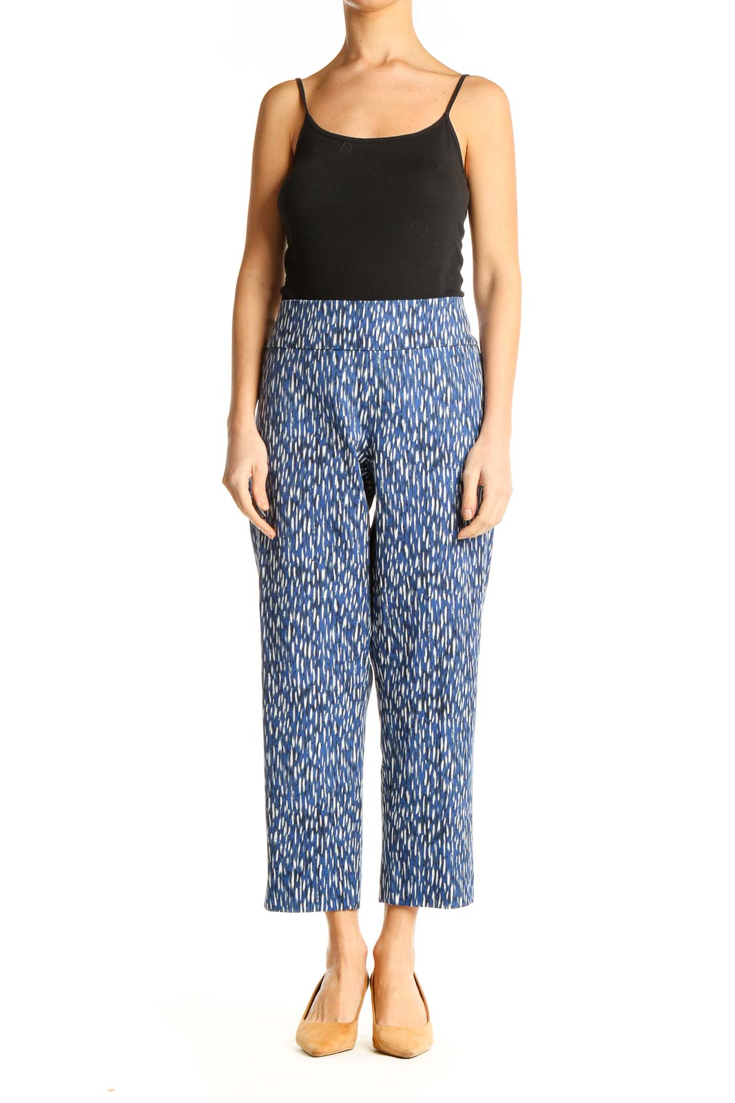 Blue Printed Casual Trousers