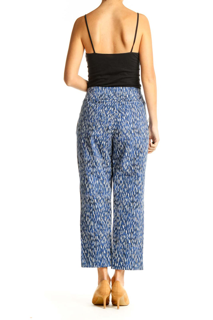 Blue Printed Casual Trousers