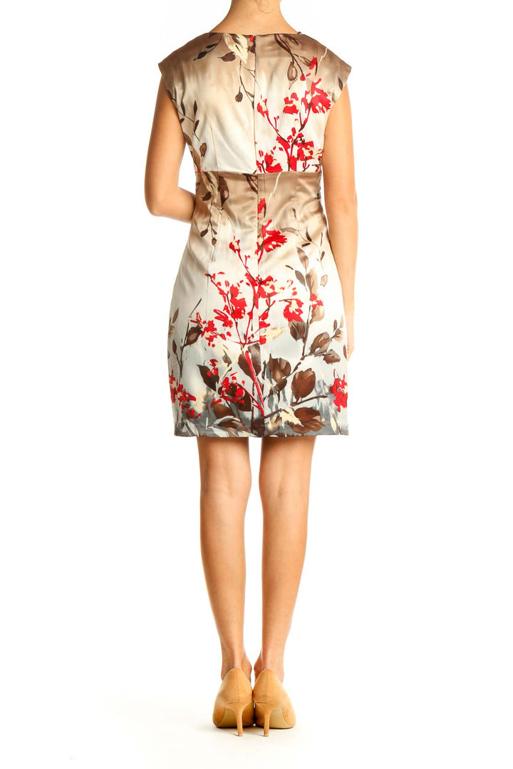 Beige Day Printed Sheath Dress