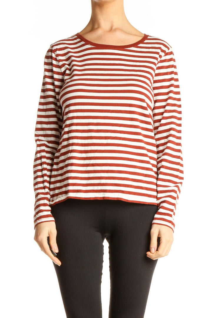 Red Striped Casual Top