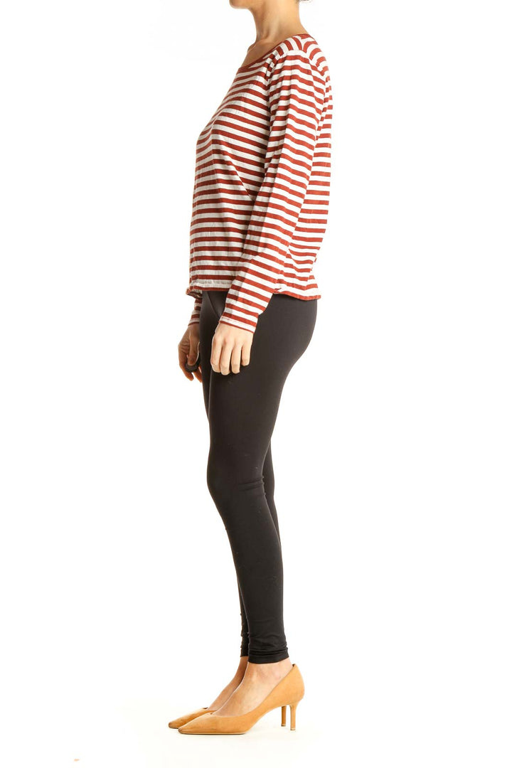 Red Striped Casual Top